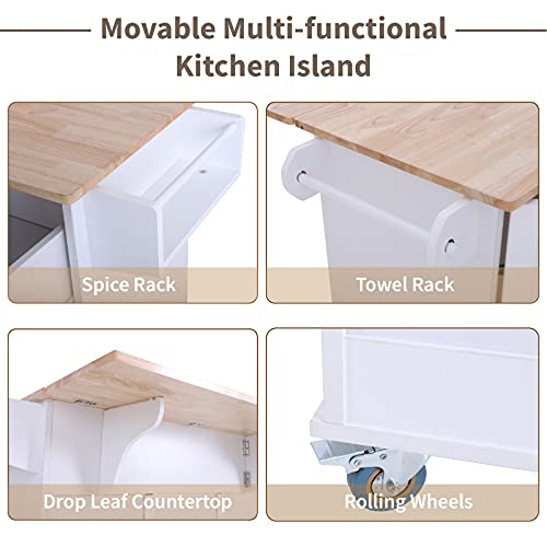 Grey Rolling Kitchen Cart with Drop Leaf, 2 Doors, 3 Drawers A971682