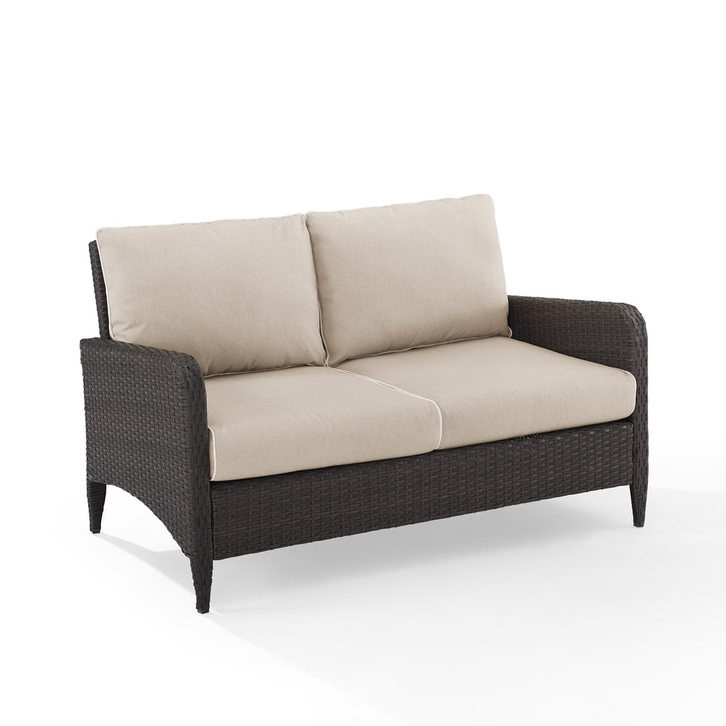 Beige Outdoor Wicker Loveseat R69674