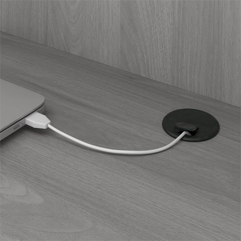 Small Computer Desk with Hutch and Keyboard Tray, 48W, Gray E142794