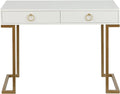 White Gold 2 Drawer Wood Metal Desk I135436