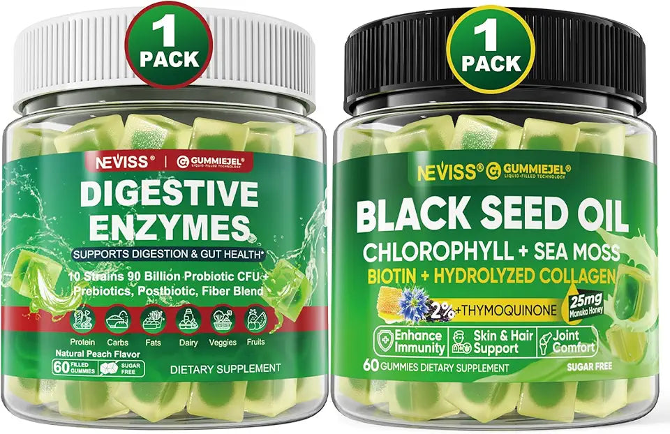 Black Seed Oil Chlorophyll Sea Moss Digestive Enzymes Probiotics Gummies G905408