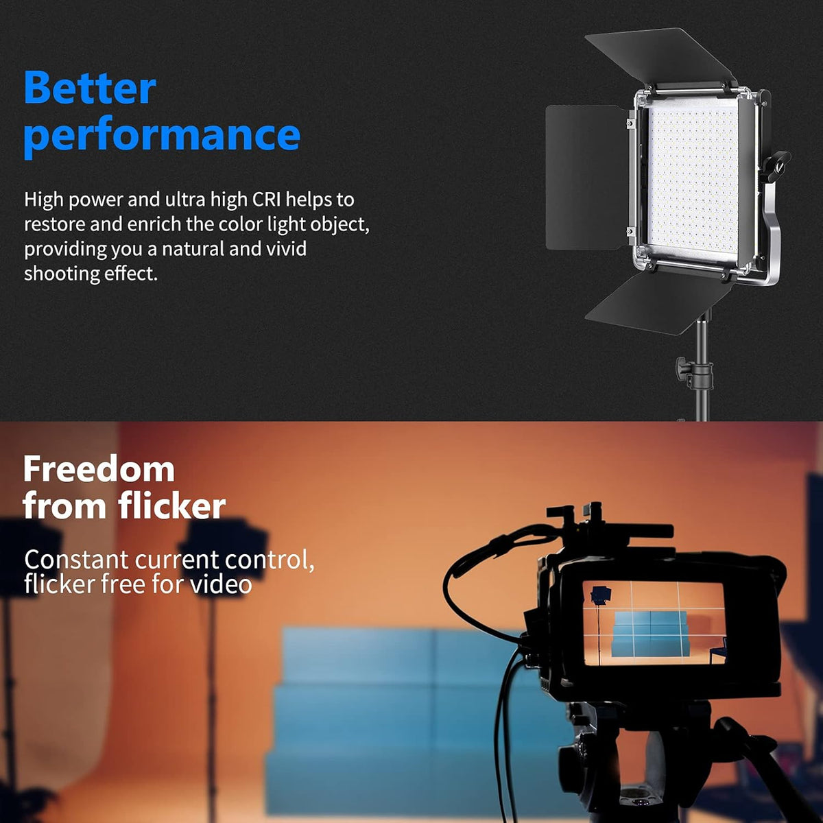 3 Packs RGB LED Light with Stands and Bag W323