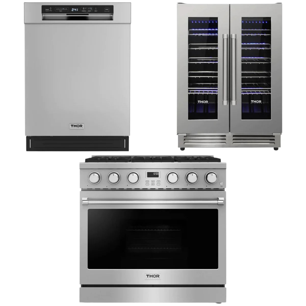 36 Gas Range, Dishwasher and Wine Cooler V306