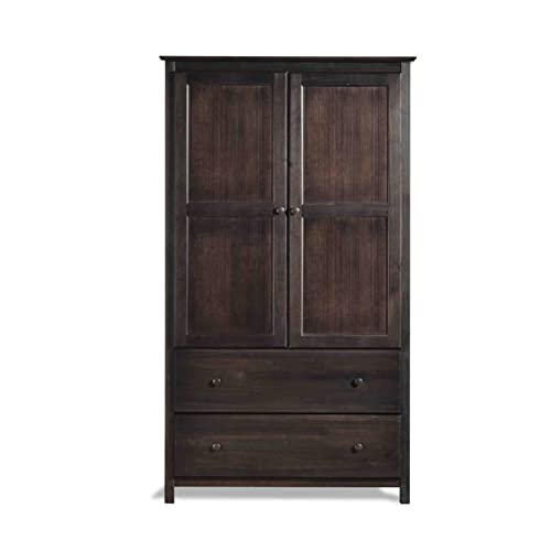 Solid Wood 2-Door Wardrobe with Walnut Finish P59855