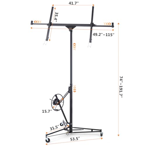 Drywall Lift 11FT 150LBS Heavy Duty 360° Adjustable Black A606791