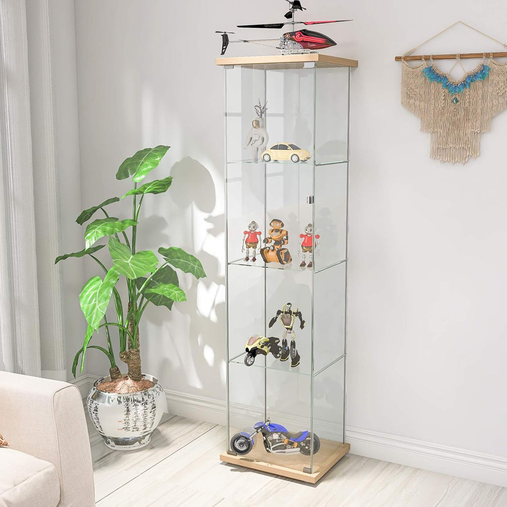 Glass Display Cabinet 4 Shelves with Door White X114