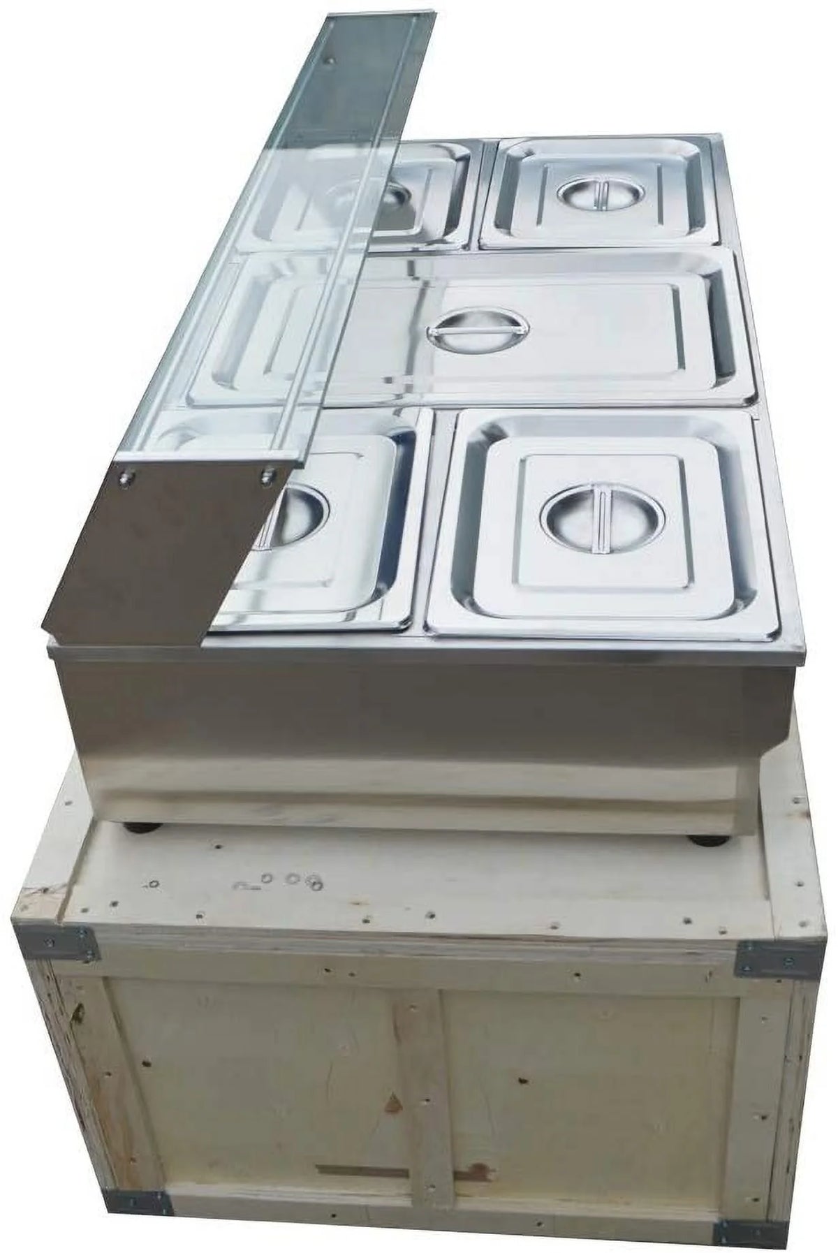 5-Pot Commercial Buffet Food Warmer with Glass Shield I611049