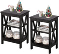 Black 2 Pack Side Table with Storage Shelf I799