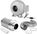 4 Inch 154 CFM Inline Ventilation Fan with Variable Speed Controller and 4” Air Carbon Filter 8 Feet Ducting Combo Set W320399