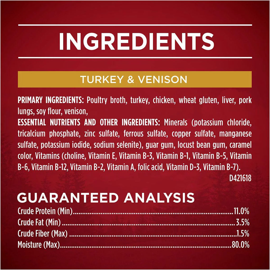 Turkey Venison Chicken Duck Cuts in Gravy Wet Dog Food 13 oz Pack of 12 T954162