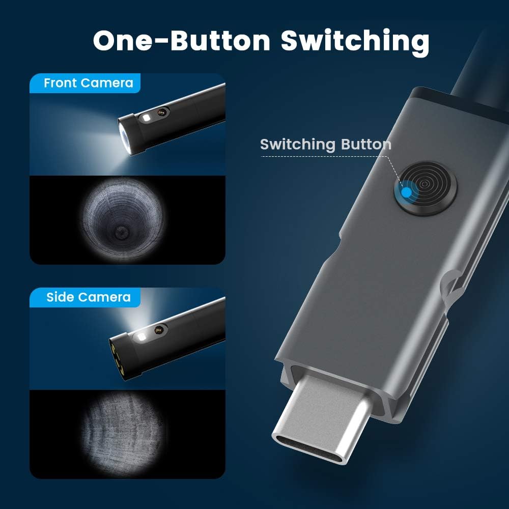 Endoscope 1080P HD Digital Borescope Camera Waterproof 4.5 Inch IPS Screen with 6 LED Lights, Semi-Rigid Cable, 32GB TF Card and Tool Bag (16.5FT) D5798