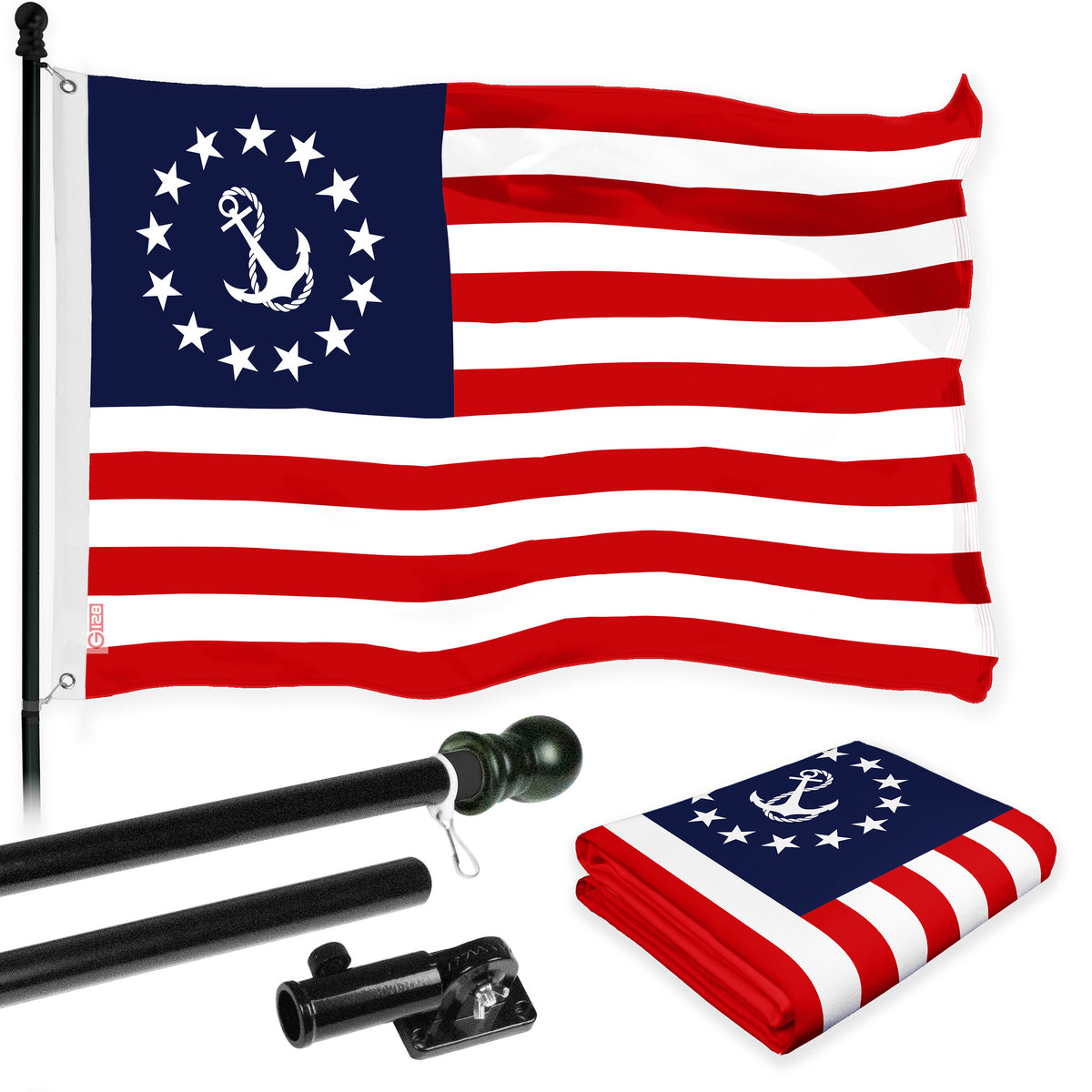 6 Ft Aluminum Spinning Flagpole with 3x5 Ft Polyester Flag N57243
