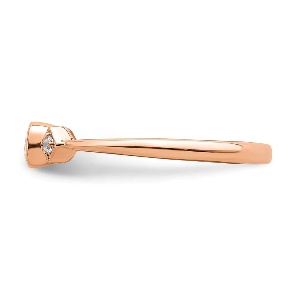 14k Rose Gold Petite Cushion Diamond Ring Size 7.00 L959