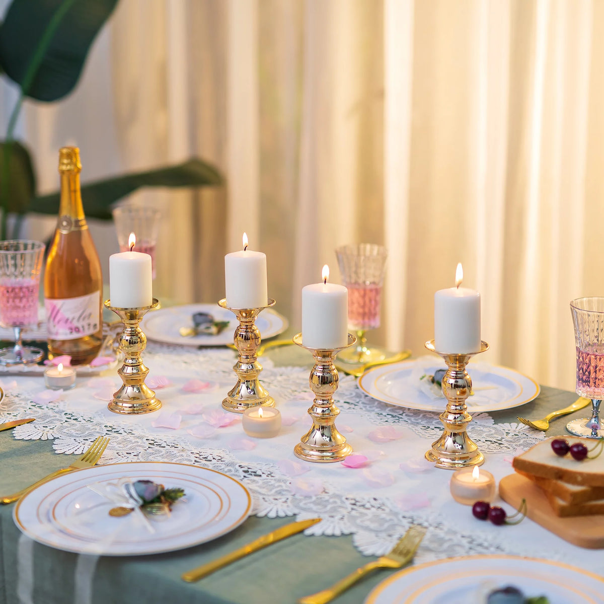 Gold Pillar Candle Holder Set of 10 P4464