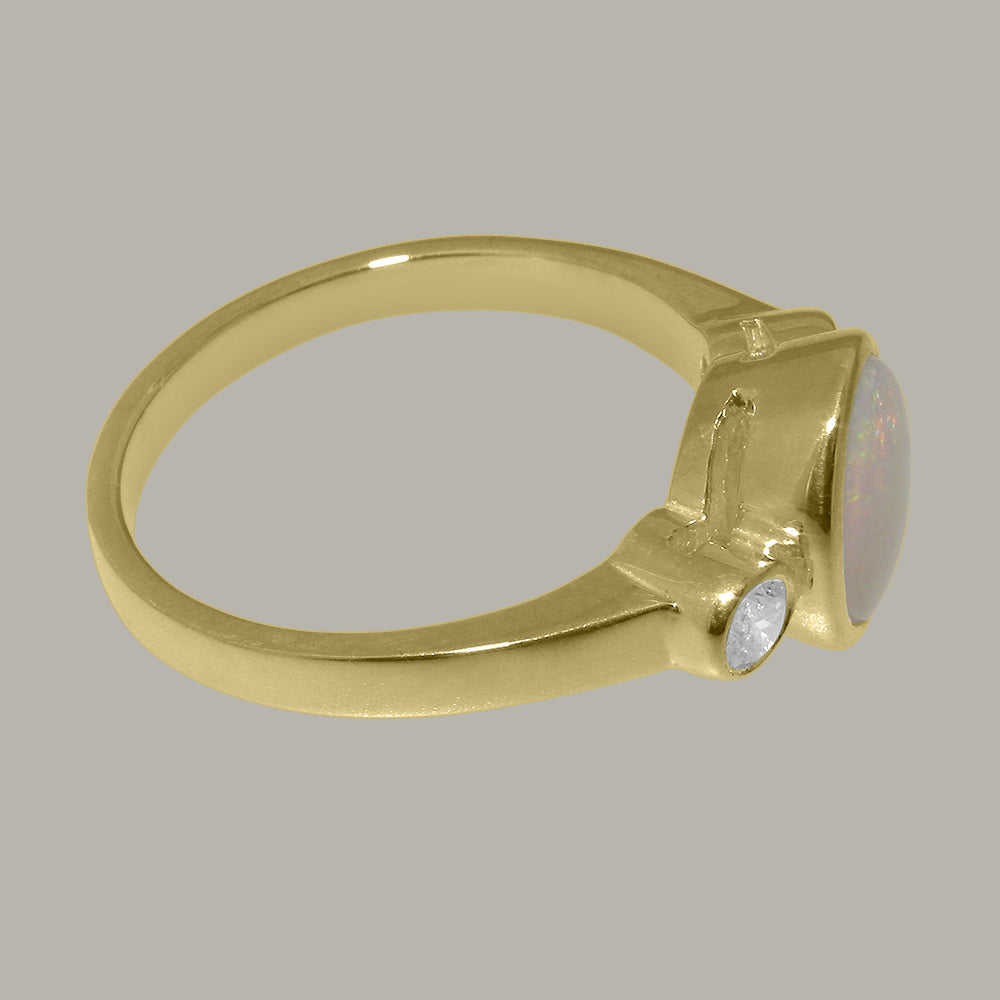9k Yellow Gold Opal Diamond Engagement Ring R13565
