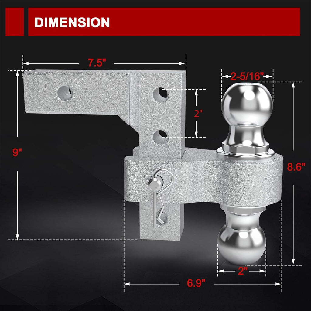 Adjustable Trailer Hitch Dual Ball Mount 5,000 LBS Capacity A572621