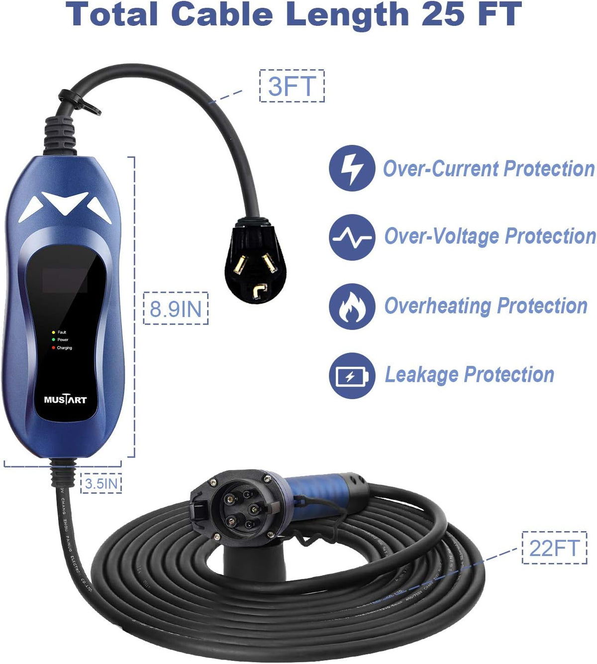 Portable EV Charger with 25ft Cable S42130