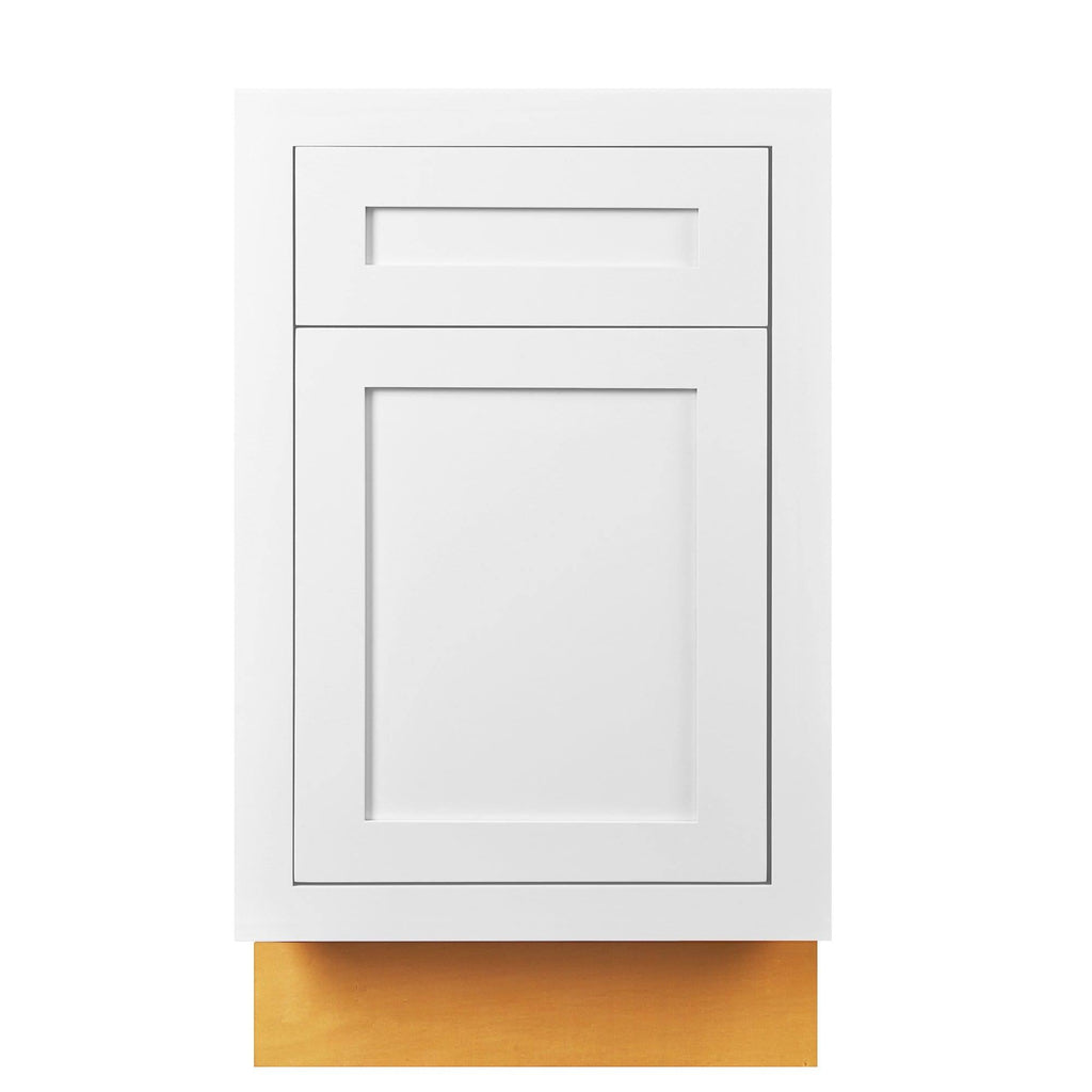 21 inch Wide Base Cabinet Snow White Inset Shaker Single Door Single Drawer Unassembled D60729