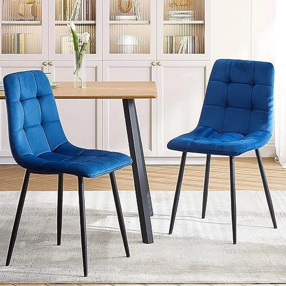 Velvet Biscuit Tufted Chairs Set of 4 with Metal Legs P68152