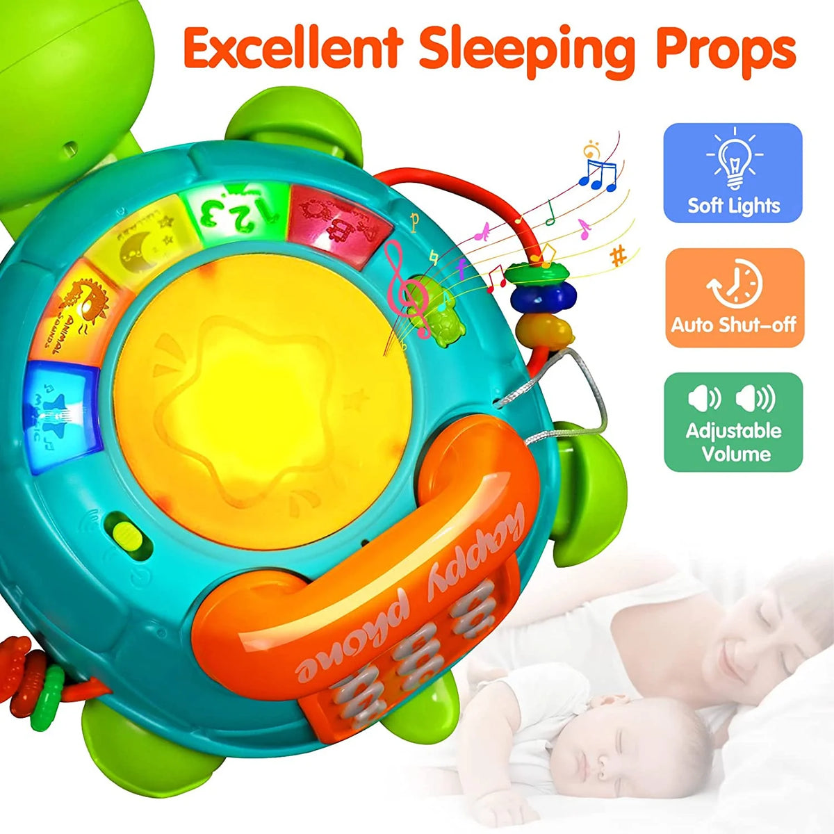 Musical Turtle Baby Toys with Letters Numbers Phone U526