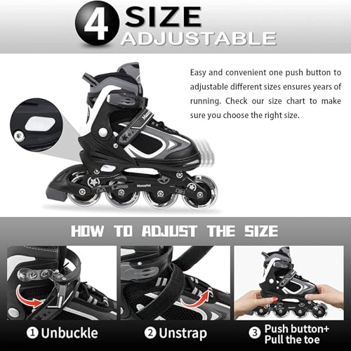 Adjustable Inline Skates with Light up Wheels R5438