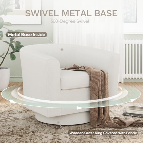 Beige Upholstered Swivel Accent Chair with Ottoman K5916