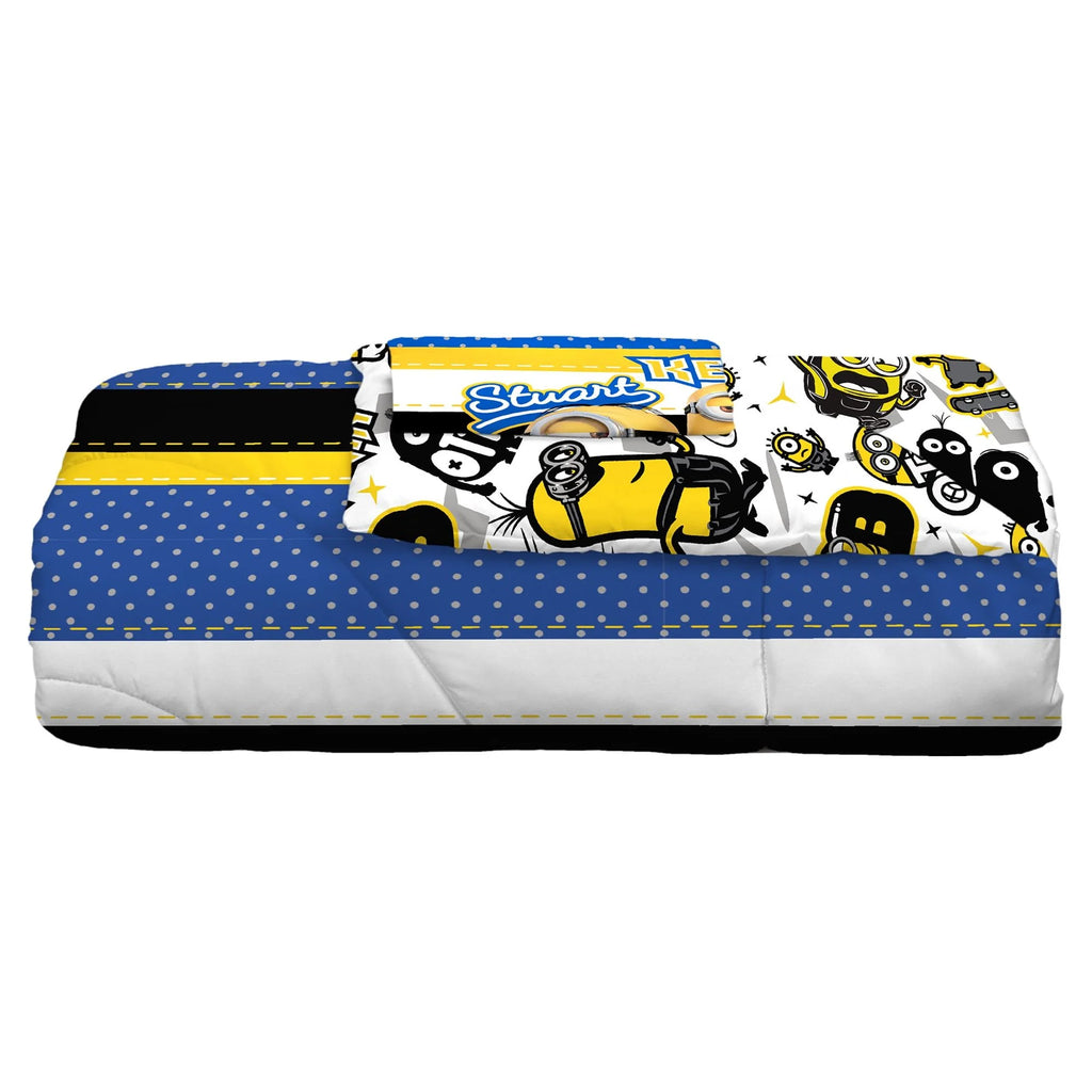 Reversible Blue and Yellow Kids Comforter and Sham Set I7513