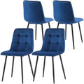Velvet Biscuit Tufted Chairs Set of 4 with Metal Legs P68152