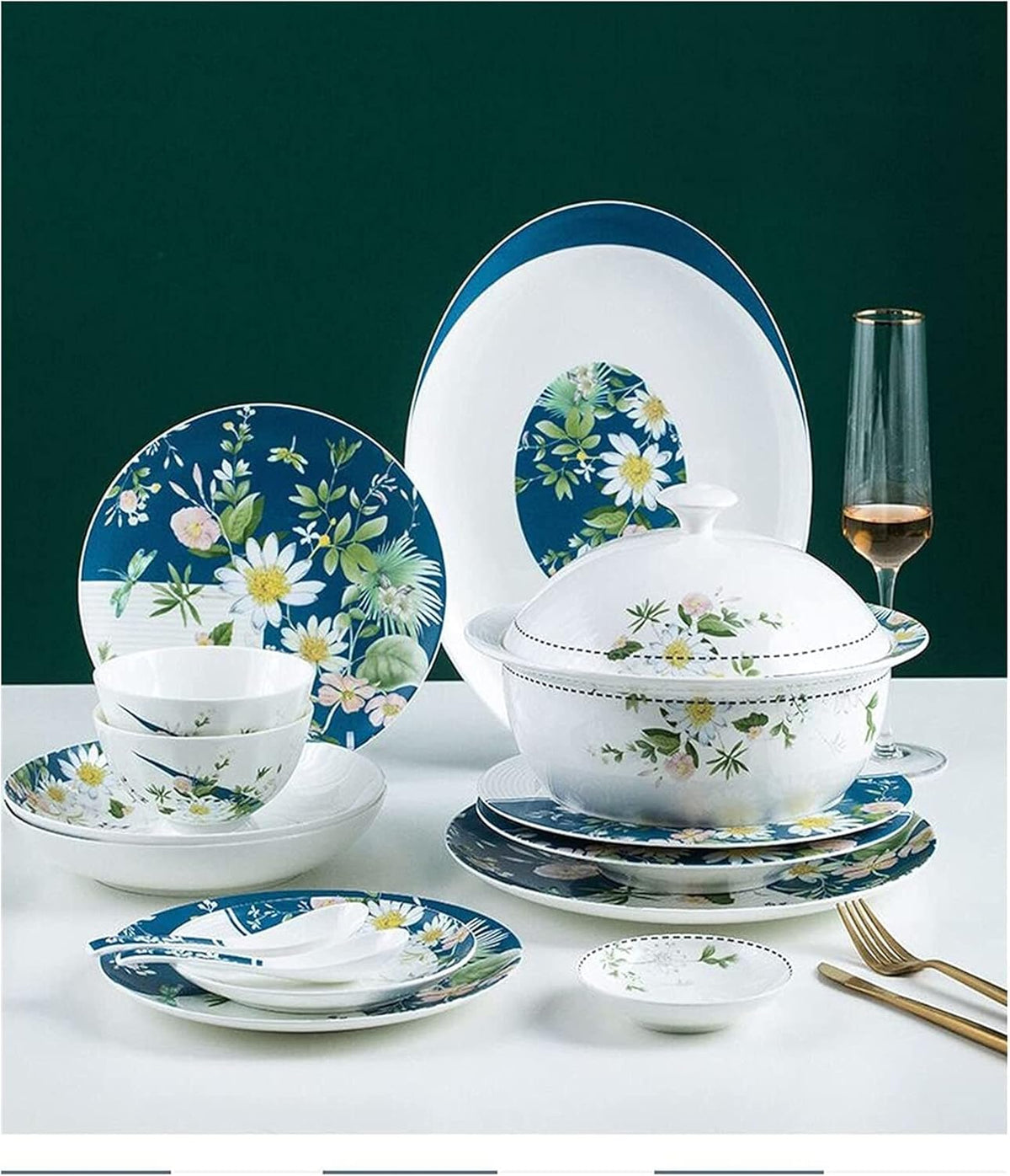 56-Piece Ceramic Bone China Dinnerware Set E403865