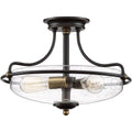 3 Light Semi-Flush Mount Palladian Bronze Finish with Clear Seedy Glass O80922