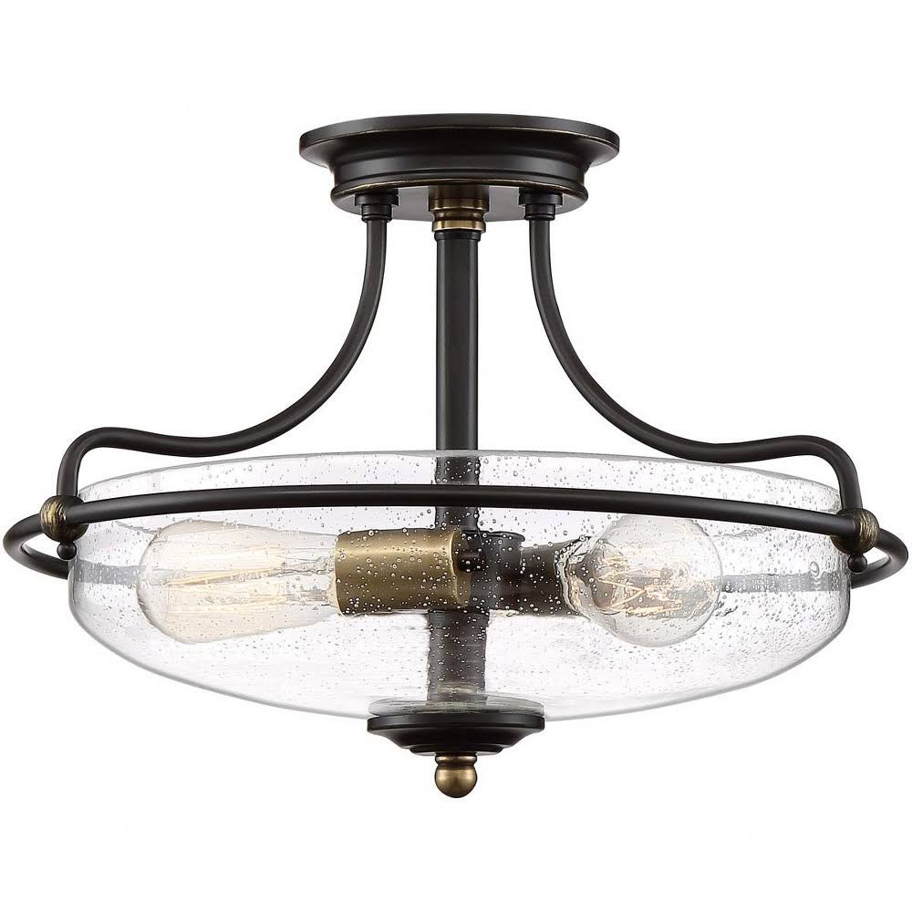 3 Light Semi-Flush Mount Palladian Bronze Finish with Clear Seedy Glass O80922