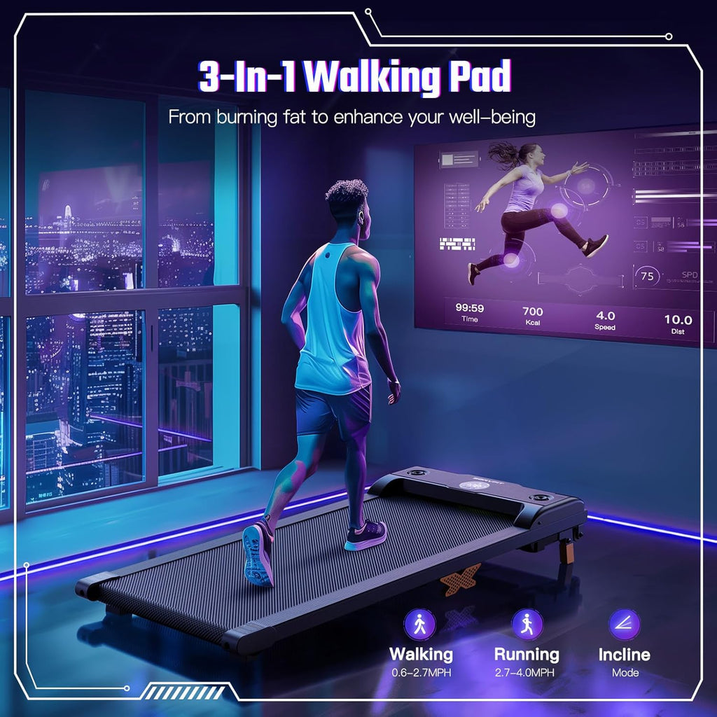Under Desk Treadmill with Incline, Portable Walking Treadmill with Remote Control N8858