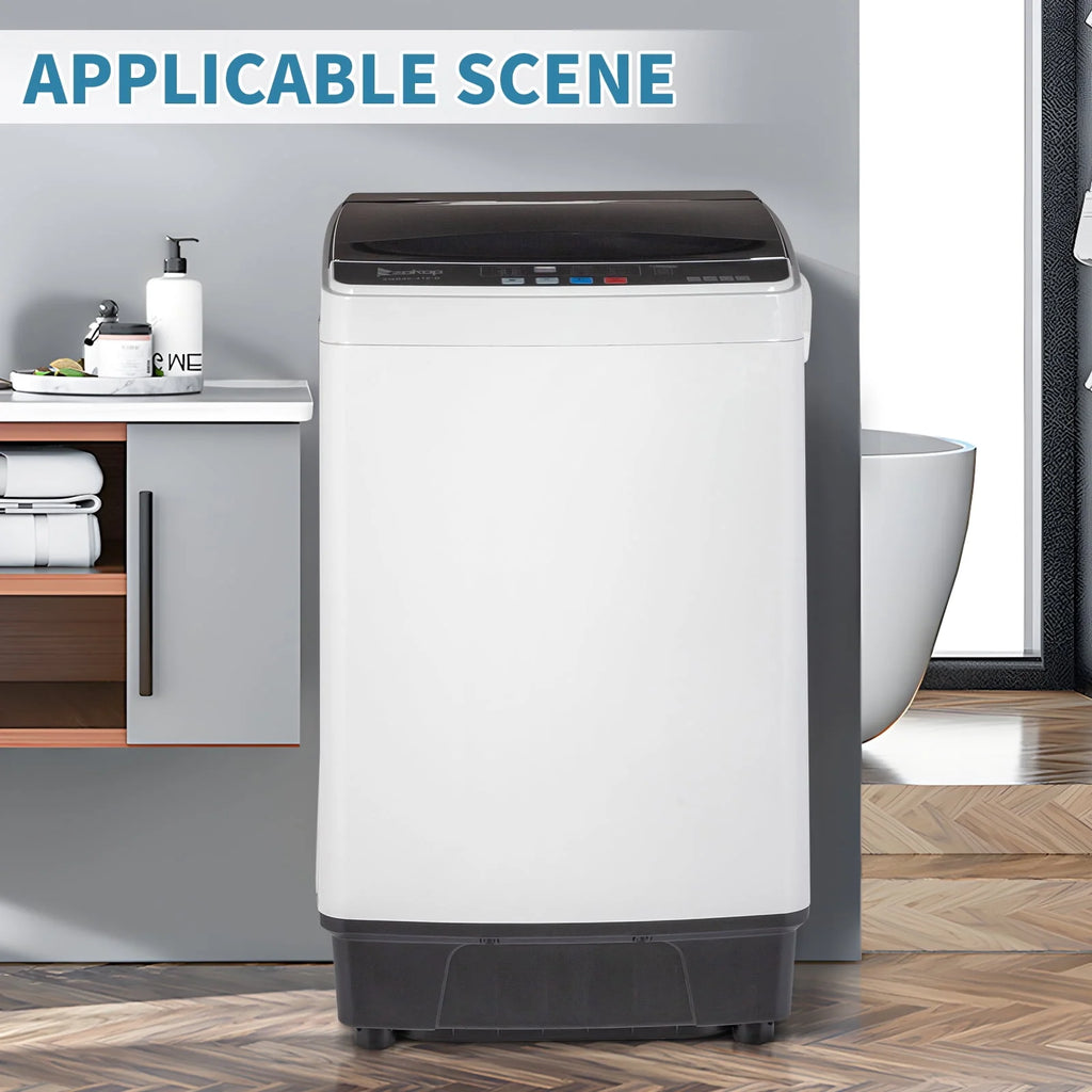 Full Automatic Washing Machine, Portable Laundry Washer with Drain Pump, White And Black S275497