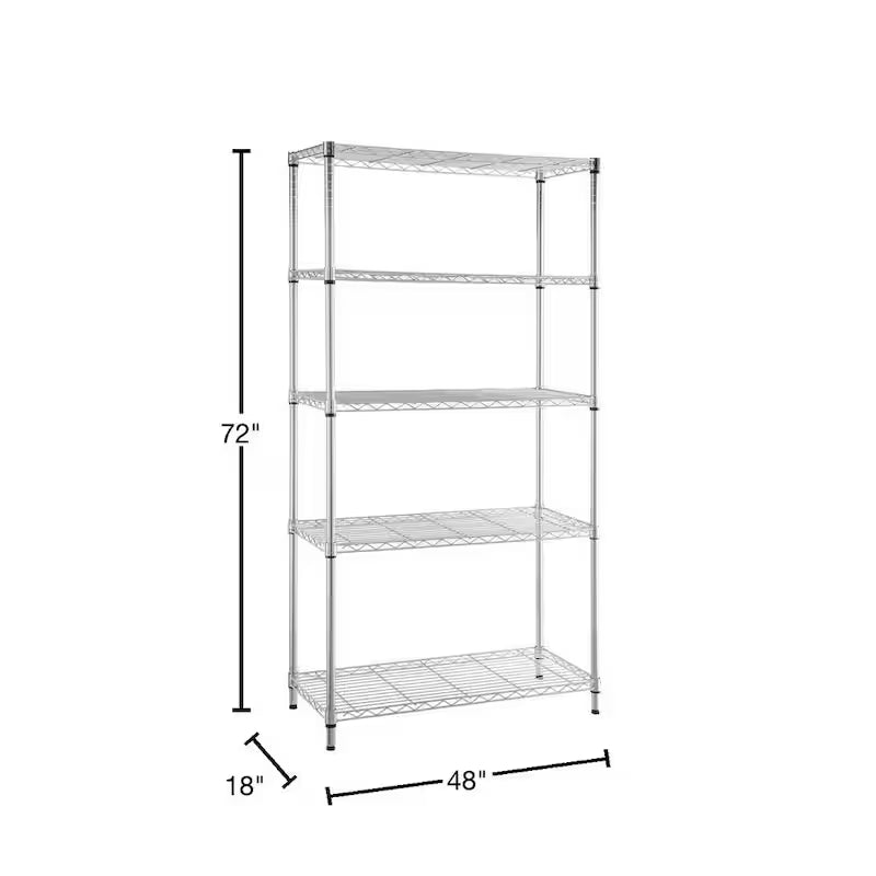 5-Tier Heavy Duty Steel Wire Shelving Unit in Chrome Q850