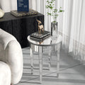 Round Mirrored End Table 17.7 inches Beveled Glass A7337
