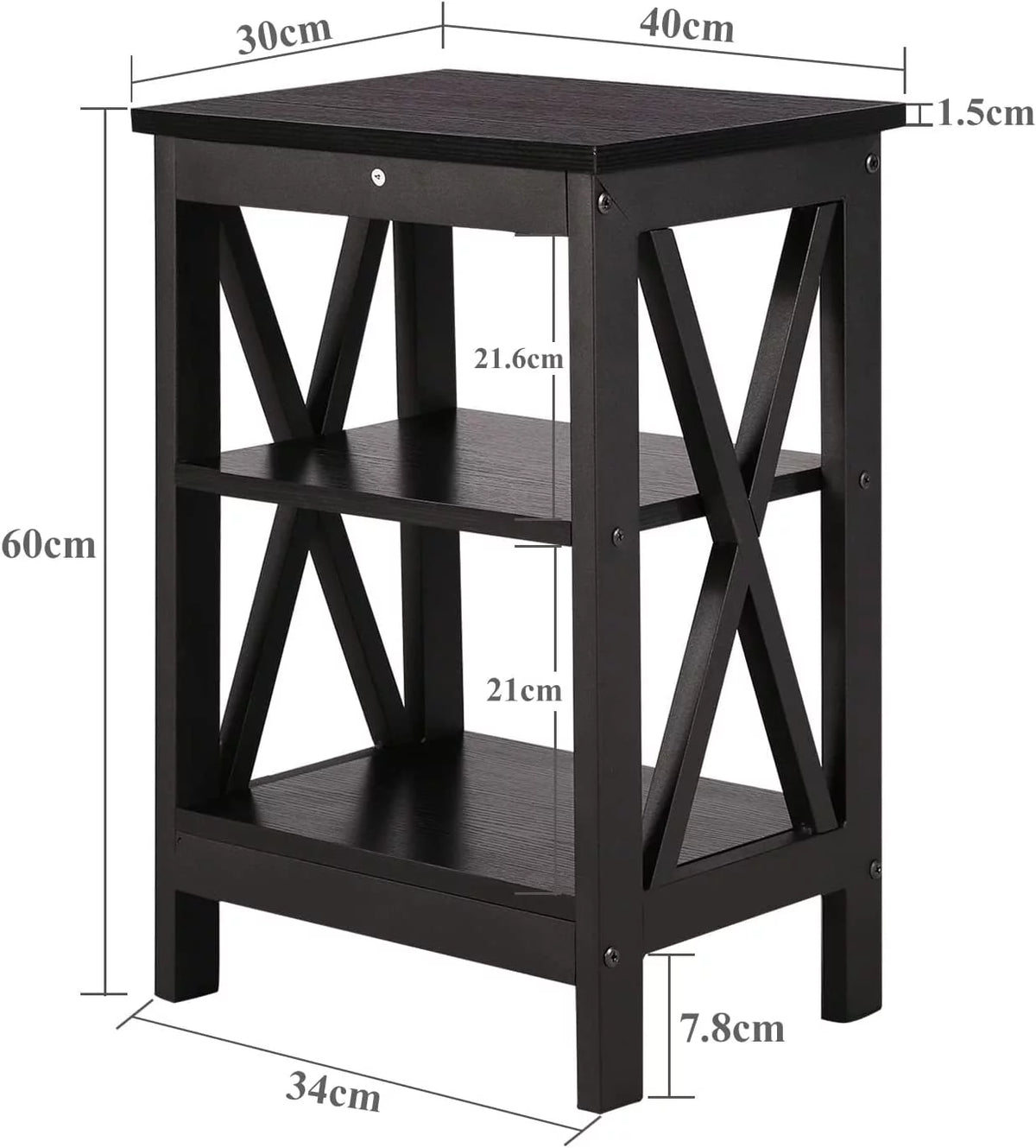 Black 2 Pack Side Table with Storage Shelf I799