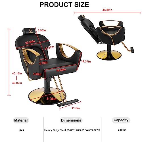 Pink Hydraulic Reclining Barber Chair Y303