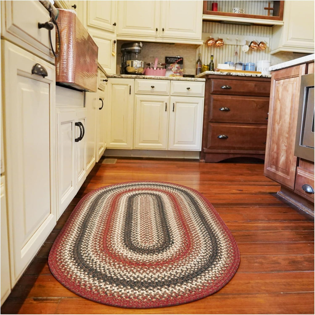 Red Braided Rugs 27x45 Oval F104