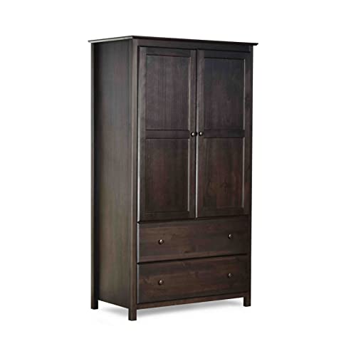 Solid Wood 2-Door Wardrobe with Walnut Finish P59855
