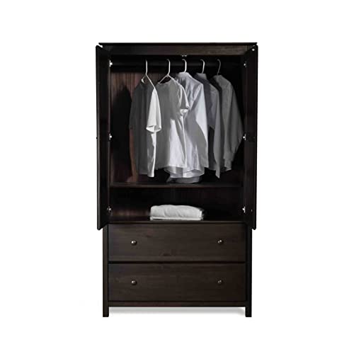 Solid Wood 2-Door Wardrobe with Walnut Finish P59855