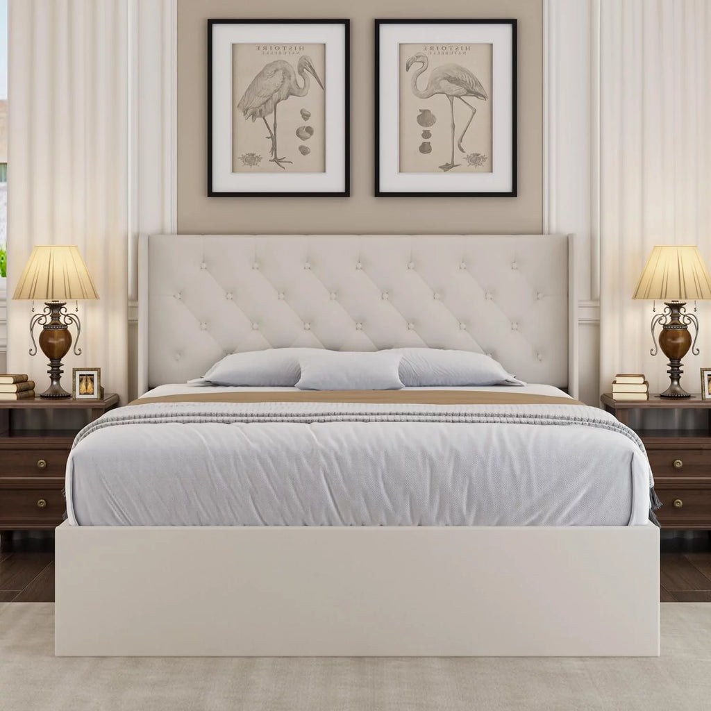 Full Size Lift Up Storage Bed with Wingback Headboard R810163