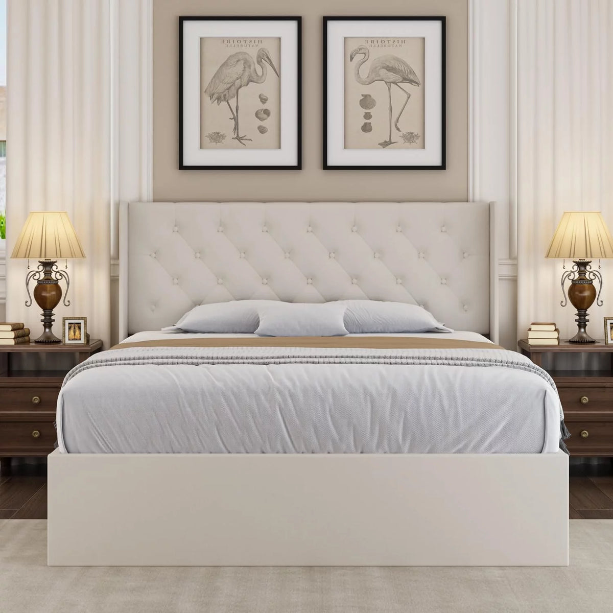 Full Size Lift Up Storage Bed with Wingback Headboard R810163