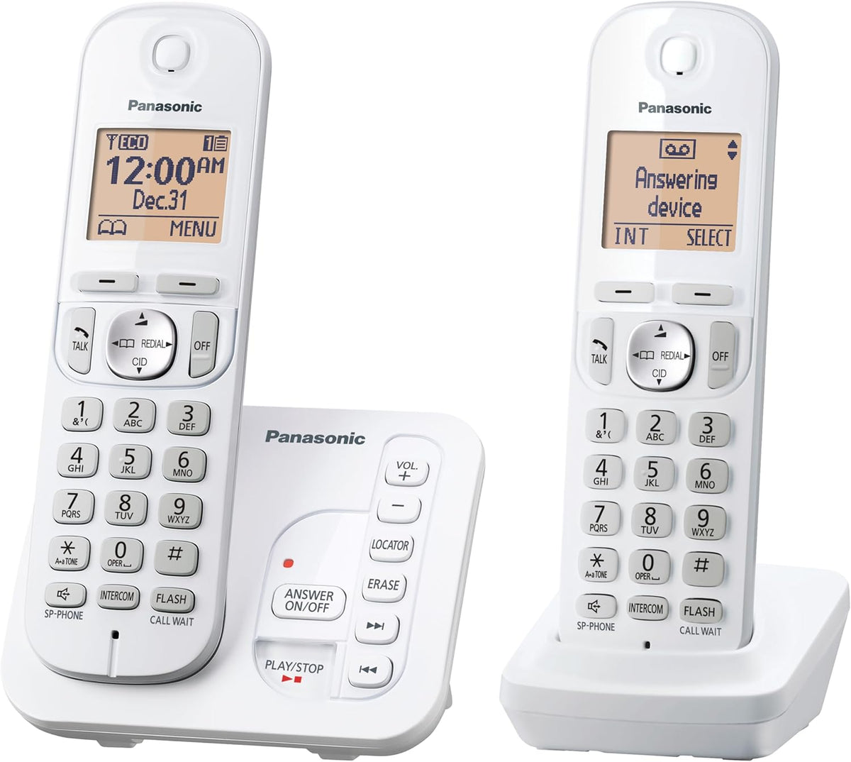 2 Handset Cordless Phone with Digital Answering System and Caller ID White DECT 6.0 L573830