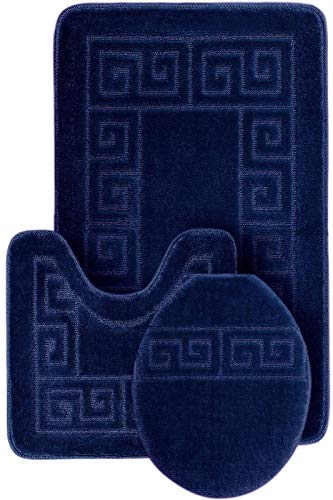 3 Piece Bath Rug Set with Lid Cover K45777