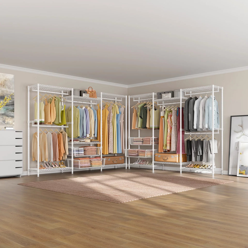 White Adjustable Wire Clothing Rack F11787