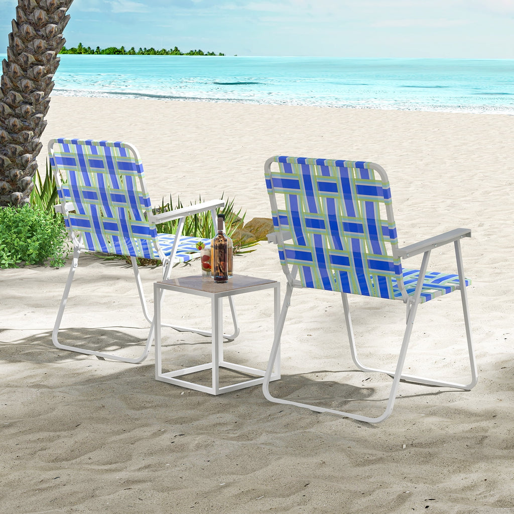 2PCS Lightweight Folding Beach Chair Blue H449