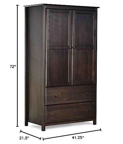 Solid Wood 2-Door Wardrobe with Walnut Finish P59855
