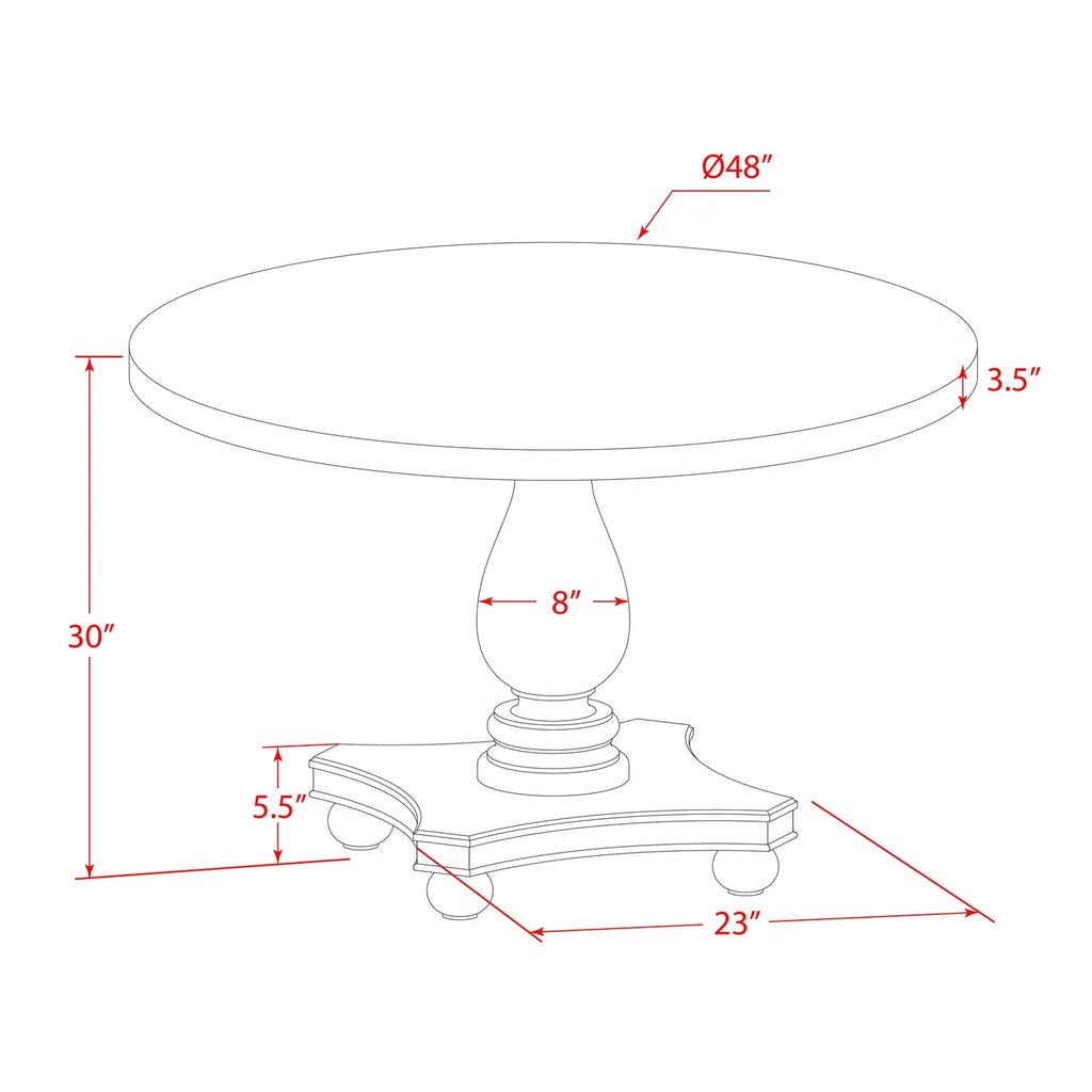 Round 48 Inch Rubberwood Pedestal Dining Table I97695