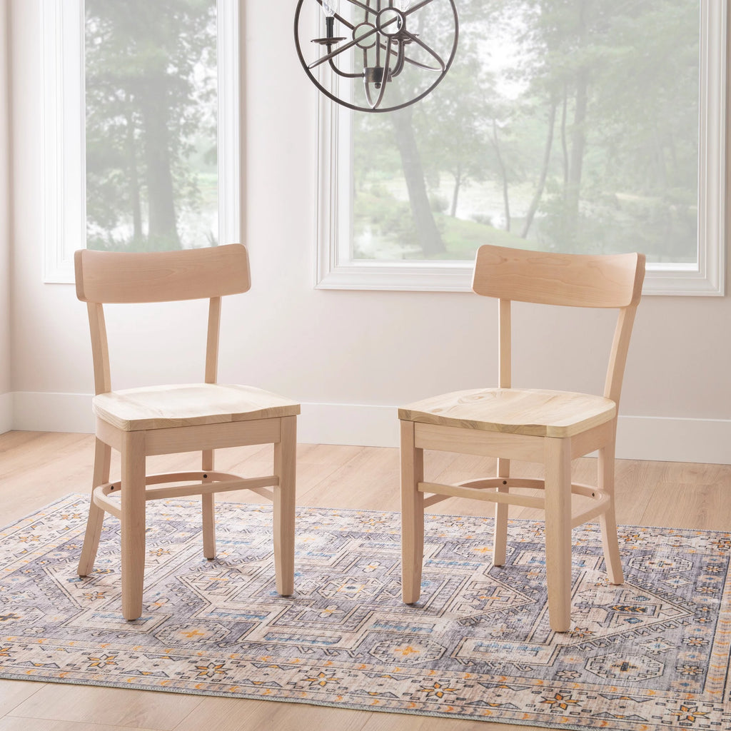 Unfinished Wood Dining Accent Chair, Set of 2 V7954