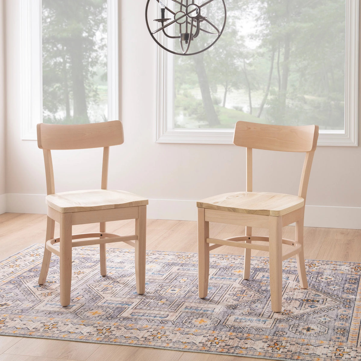 Unfinished Wood Dining Accent Chair, Set of 2 V7954